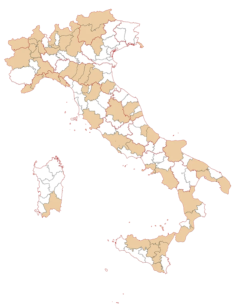 Cartina della distribuzione dei CAT Joyee Sauna nelle province italiane